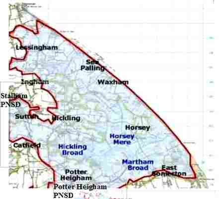 map showing area to be flooded