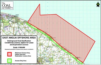 map showing relevant ares off East Anglian coast